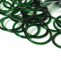 Lot (220) Antique Czech handmade green glass bangles hoops earring elements.