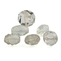 Lot (6) large Czech Art Deco geometric faceted crystal glass beads