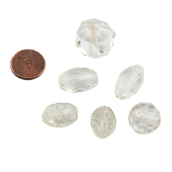 Lot (6) large Czech Art Deco geometric faceted crystal glass beads