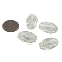 Lot (4) large Czech Art Deco antique oval hand faceted crystal glass beads 21mm