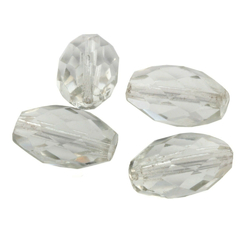 Lot (4) large Czech Art Deco antique oval hand faceted crystal glass beads 21mm