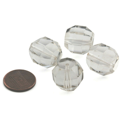 Lot (4) large Czech Art Deco antique octagon hand faceted crystal glass beads