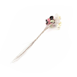 Lot (39) Czech lampwork glass black pink opaline lustre flower stem headpin beads