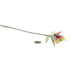 Lot (22) Czech lampwork glass flower, berry, petal headpin stem craft beads