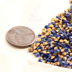 Lot (500) Czech antique foiled sapphire blue round glass rhinestones 3mm