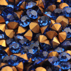Lot (500) Czech antique foiled sapphire blue round glass rhinestones 3mm