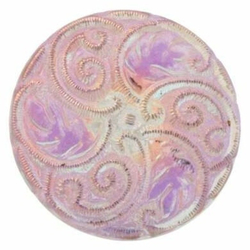 Czech gold gilt floral lacy style AB iridescent glass button 37mm