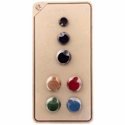 Sample card (7) Czech vintage 1920's geometric silver lustre glass buttons