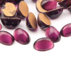 Lot (36) Czech vintage foiled amethyst pink oval glass cabochons 16x11mm 