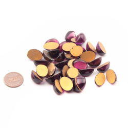 Lot (36) Czech vintage foiled amethyst pink oval glass cabochons 16x11mm 