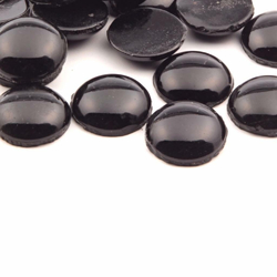 Lot (20) 22mm Czech vintage round domed jet black glass cabochons