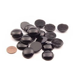 Lot (20) 22mm Czech vintage round domed jet black glass cabochons