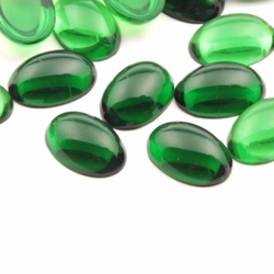 Lot (24) 16mm Czech vintage transparent green oval domed glass cabochons