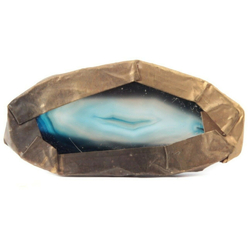 Vintage metal wrapped natural blue agate slice