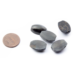 Lot (5) Czech vintage flat end oval black satin marble glass cabochons 18x13mm 