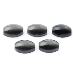Lot (5) Czech vintage flat end oval black satin marble glass cabochons 18x13mm 