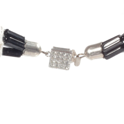 Vintage 19" 4 strand necklace Czech black clear hematite pentagon glass beads