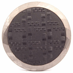 Large antique Victorian Czech silvered imitation fabric black glass button 49mm