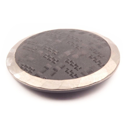 Large antique Victorian Czech silvered imitation fabric black glass button 49mm