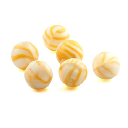 Lot (6) vintage Czech uranium yellow striped swirl cased glass beads 18mm