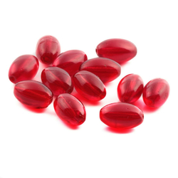 Lot (12) Vintage Czech transparent red oval depression glass beads 18mm