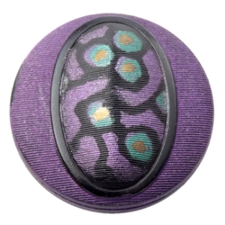 Czech antique Victorian metallic imitation fabric black 2 hole connector glass bead 32mm