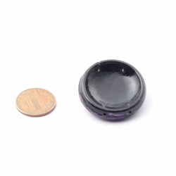 Czech antique Victorian metallic imitation fabric black 2 hole connector glass bead 32mm