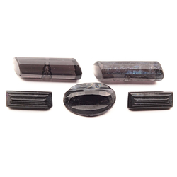 Lot (5) Vintage Art Deco Czech black glass buttons
