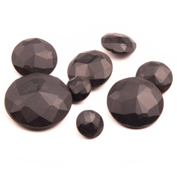 Collection (8) Czech Deco vintage gradual geometric faceted black glass buttons