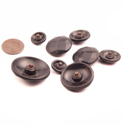 Collection (8) Czech Deco vintage gradual geometric faceted black glass buttons