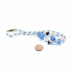 Vintage Czech necklace clear English cut sapphire blue hand faceted glass beads
