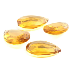 Lot (4) Vintage Czech teardrop amber topaz glass Chandelier lamp pendant prisms 38mm