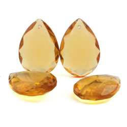 Lot (4) Vintage Czech teardrop amber topaz glass Chandelier lamp pendant prisms 38mm