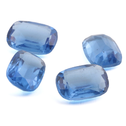 Lot (4) Czech vintage rectangle faceted blue glass rhinestones 20x14mm