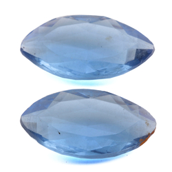 Lot (2) Czech vintage oval eye faceted blue glass rhinestones 25x13mm