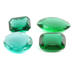 Lot (4) Czech vintage large assorted green glass rhinestones