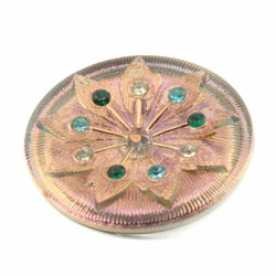 Czech rainbow iridescent lacy style rhinestone floral glass button 38mm