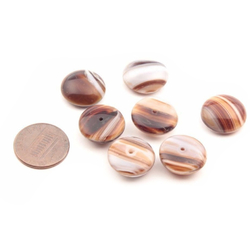 Lot (7) Czech vintage multicolor stripe glass cabochon headpins button elements 16mm 