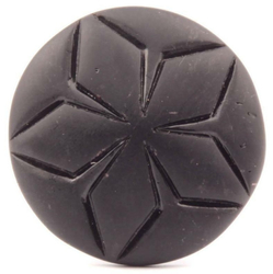 Large 35mm Antique Victorian Czech matte black floral hat pin button glass bead