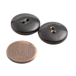 Lot (2) Antique 1800's Czech black glass buttons 19mm