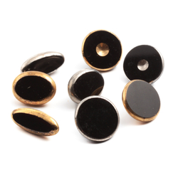 Lot (8) Antique 1800's Czech gold gilt silver lustre black glass buttons