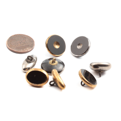 Lot (8) Antique 1800's Czech gold gilt silver lustre black glass buttons
