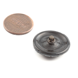 Antique 1800's Czech pewter lustre black floral scroll glass button 23mm