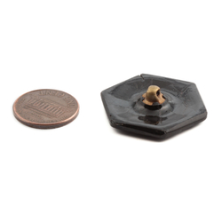 Large Antique 1800's Czech black hexagon flower glass button 28mm