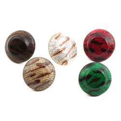 Lot (5) Antique Czech foil under bicolor glass rosette shank lampwork buttons 14mm