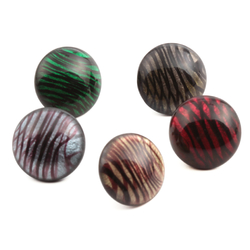 Lot (5) Antique Czech foil under bicolor striped glass lampwork buttons 14mm