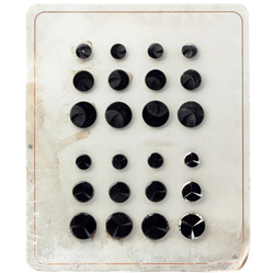 Sample card (24) Czech Deco 1920's Vintage silver black geometric glass buttons