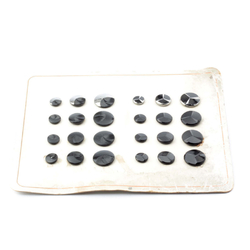 Sample card (24) Czech Deco 1920's Vintage silver black geometric glass buttons