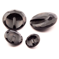 Lot (4) Czech antique gradual geometric black glass buttons