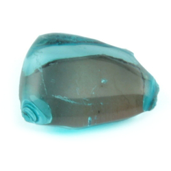C19th Czech antique aqua blue glass cabochon drop 16mm